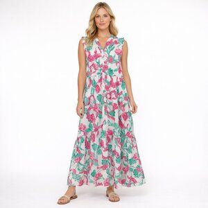 Draper James RSVP sleeveless floral print tiered maxi dress Size XXL